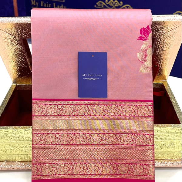 Butta Semi-Silk Saree Pink Colour - [Code 1004]