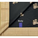 Butta Semi-Silk Saree Black Colour - [Code 1004]