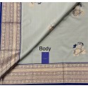 Butta Semi-Silk Saree Grey X Blue Colour - [Code 1004]