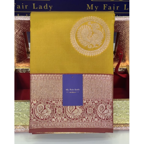 Butta Semi-Silk Saree Yellow Ochre Colour - [Code SR 0002]