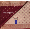 Brocade Semi-Silk Saree Butterscotch x Maroon [Code: SR-0023]