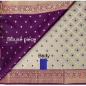 Brocade Semi-Silk Saree Grey x Purple[Code: SR-0023]