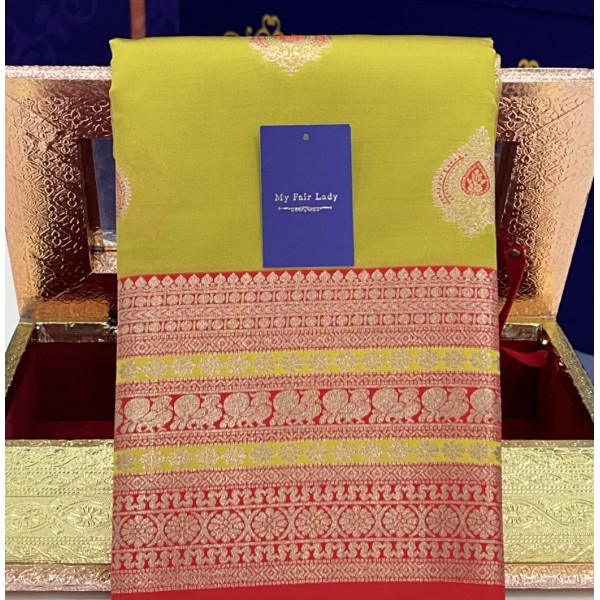 Butta Semi-Silk Saree Dark Henna x Red - [Code SR-0024]