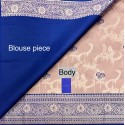 Butta Semi-Silk Saree Baige x Blue - [Code: SR-0025]