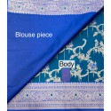 Butta Semi-Silk Saree Peacock Blue- [Code: SR 0025]