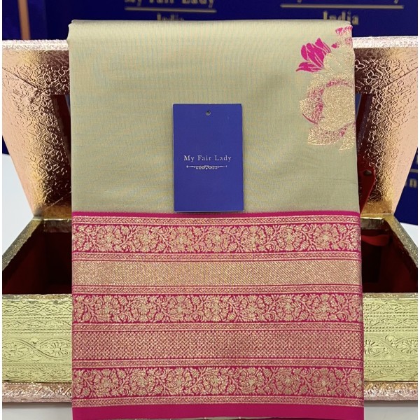 Butta Semi-Silk Saree Beige [Code SR - 0028]