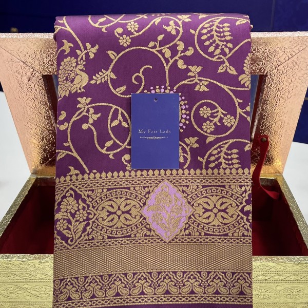 Butta Semi-Silk Saree Purple x Lavender - [Code SR 1016]
